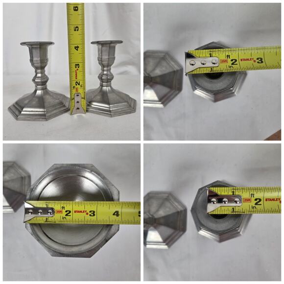 Vintage Gorham Pewter Candle Stick and Console Centerpiece Bowl Set Silver Toned - Picture 2 of 9